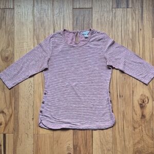 Christopher & Banks Pink Striped Long Sleeve Top